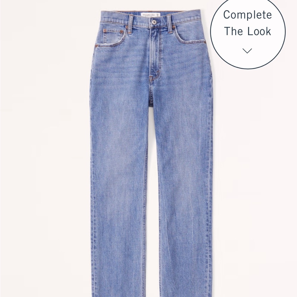 Abercrombie The Ankle Straight Ultra High Rise Cropped Denim